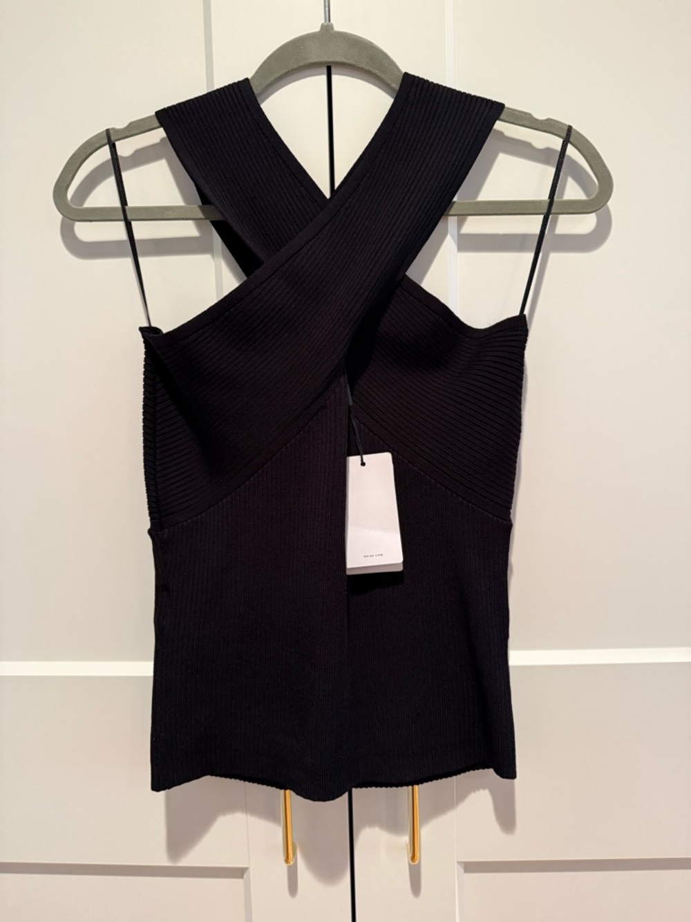 NWT Reiss Lily Ribbed Knit Sleeveless Halter Top L - Picture 8 of 10